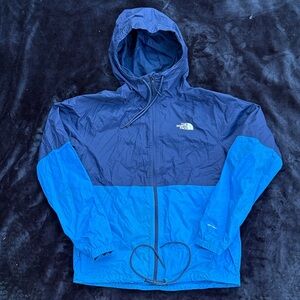 The North Face Men’s Two-Tone Navy and Royal Blue Hooded Rain Jacket waterproof